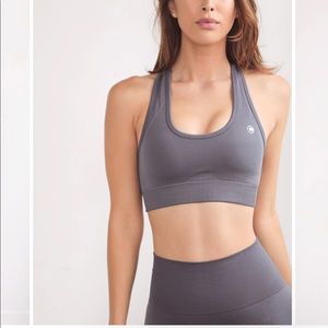 Cameeli Ribbed Athleisure Bra and Leggings in Steel Blue